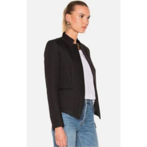 Rag & Bone Waverly Blazer w Sheep Leather Trim Black Sz 0 [jb] - Picture 5 of 12